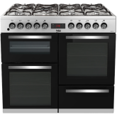Beko KDVF100X 100cm 7 Burner Gas Hob Double Oven Dual Fuel Range Cooker