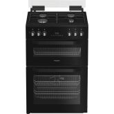 Hotpoint HDD6GDC2B1/M 60cm 4 Ring Gas Hob Double Electric Oven Dual Fuel Cooker