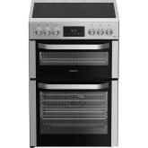 Hotpoint HDE6VDCX/M 60cm 4 Zone Ceramic Hob Double Oven Electric Cooker