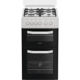 Hotpoint HTG5GWL/M 50cm 4 Burner Gas Hob Twin Cavity Gas Cooker with Glass Lid