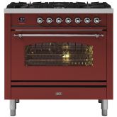 ILVE Milano 90cm 6 Burner Gas Hob Single Oven Dual Fuel Range Cooker