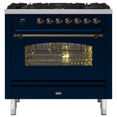 ILVE Milano 90cm 6 Burner Gas Hob Single Oven Dual Fuel Range Cooker