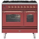 ILVE Milano 90cm 6 Burner Gas Hob Double Oven Dual Fuel Range Cooker