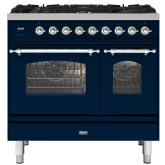 ILVE Milano 90cm 6 Burner Gas Hob Double Oven Dual Fuel Range Cooker