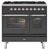 ILVE Milano 90cm 6 Burner Gas Hob Double Oven Dual Fuel Range Cooker