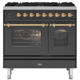 ILVE Milano 90cm 6 Burner Gas Hob Double Oven Dual Fuel Range Cooker
