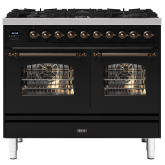 ILVE Milano 100cm 6 Burner Gas Hob Double Oven Dual Fuel Range Cooker
