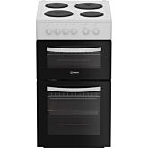Indesit ITE5EMW/M 50cm 4 Zone Solid Plate Hob Twin Cavity Electric Cooker
