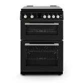 Montpellier MDOG60LK/GR 60cm 4 Burner Gas Hob Double Oven Gas Cooker with Lid