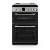 Montpellier MDOG60LS/GR 60cm 4 Burner Gas Hob Double Oven Gas Cooker with Lid