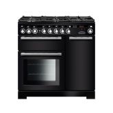 Rangemaster Encore Deluxe 90cm 5 Ring Gas Hob Double Oven Dual Fuel Range Cooker