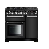 Rangemaster Encore Deluxe 90cm 5 Ring Gas Hob Double Oven Dual Fuel Range Cooker