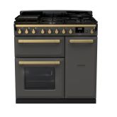 Rangemaster Estel Deluxe 90cm 5 Burner Gas Hob Double Oven Dual Fuel Range Cooker