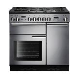 Rangemaster Professional+ 90cm 5 Ring Gas Hob Double Oven Dual Fuel Range Cooker