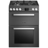 Tesla 60cm 4 Burner Gas Hob Double Electric Oven Dual Fuel Mini Range Cooker