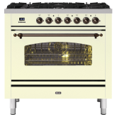 ILVE Milano 90cm 6 Burner Gas Hob Single Oven Dual Fuel Range Cooker