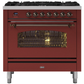 ILVE Milano 90cm 6 Burner Gas Hob Single Oven Dual Fuel Range Cooker