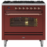 ILVE Milano 90cm 6 Burner Gas Hob Single Oven Dual Fuel Range Cooker