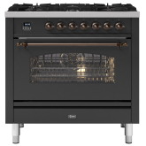 ILVE Milano 90cm 6 Burner Gas Hob Single Oven Dual Fuel Range Cooker