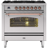 ILVE Milano 90cm 6 Burner Gas Hob Single Oven Dual Fuel Range Cooker