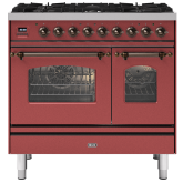 ILVE Milano 90cm 6 Burner Gas Hob Double Oven Dual Fuel Range Cooker