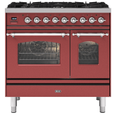 ILVE Milano 90cm 6 Burner Gas Hob Double Oven Dual Fuel Range Cooker