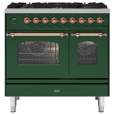 ILVE Milano 90cm 6 Burner Gas Hob Double Oven Dual Fuel Range Cooker