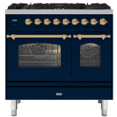 ILVE Milano 90cm 6 Burner Gas Hob Double Oven Dual Fuel Range Cooker