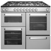 InAlto 100cm 8 Burner Gas Hob Double Electric Oven Dual Fuel Range Cooker