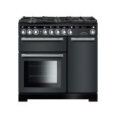 Rangemaster Encore Deluxe 90cm 5 Ring Gas Hob Double Oven Dual Fuel Range Cooker