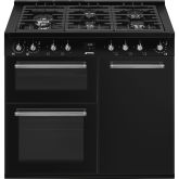 Smeg Concerto 100cm 5 Burner Gas Hob Double Oven Dual Fuel Range Cooker