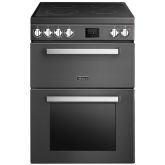 Tesla 60cm 4 Zone Ceramic Hob Double Oven All Electric Mini Range Cooker