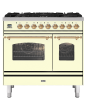 ILVE Milano 90cm 6 Burner Gas Hob Double Oven Dual Fuel Range Cooker