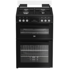 Beko FTG6232TCK/M 60cm 4 Burner Gas Hob Twin Cavity Gas Cooker with Glass Lid