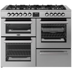 Belling Cookcentre 110cm 7 Burner Gas Hob Double Oven Dual Fuel Range Cooker