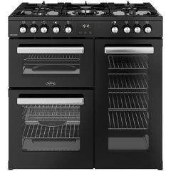 Belling Cookcentre 90cm 5 Burner Gas Hob Double Oven Dual Fuel Range Cooker