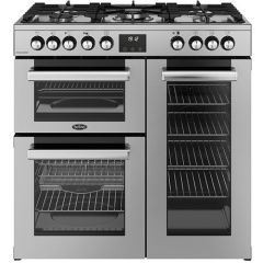 Belling Cookcentre 90cm 5 Burner Gas Hob Double Oven Dual Fuel Range Cooker