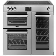 Belling Cookcentre 90cm 5 Zone Induction Hob Double Oven Electric Range Cooker