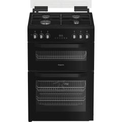 Hotpoint HDD6GDC2B1/M 60cm 4 Ring Gas Hob Double Electric Oven Dual Fuel Cooker