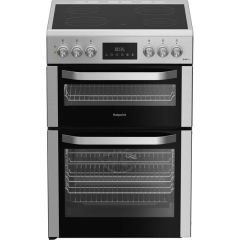 Hotpoint HDE6VDCX/M 60cm 4 Zone Ceramic Hob Double Oven Electric Cooker