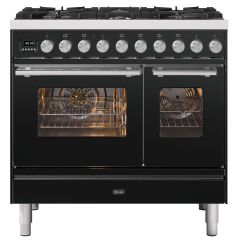 ILVE Roma 90cm 6 Burner Gas Hob Double Oven Dual Fuel Range Cooker