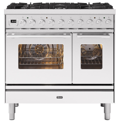ILVE Roma 90cm 6 Burner Gas Hob Double Oven Dual Fuel Range Cooker