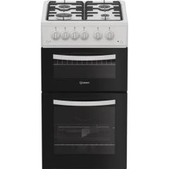 Indesit ITG5GMW 50cm 4 Burner Gas Hob Twin Cavity All Gas Cooker
