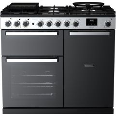 Rangemaster Edge Deluxe 100cm 5 Burner Gas Hob Double Oven Dual Fuel Range Cooker
