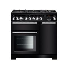 Rangemaster Encore Deluxe 90cm 5 Ring Gas Hob Double Oven Dual Fuel Range Cooker