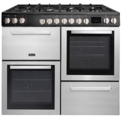 Tesla 100cm 7 Burner Gas Hob Double Oven Dual Fuel Range Cooker