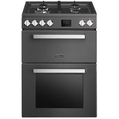 Tesla 60cm 4 Burner Gas Hob Double Electric Oven Dual Fuel Mini Range Cooker