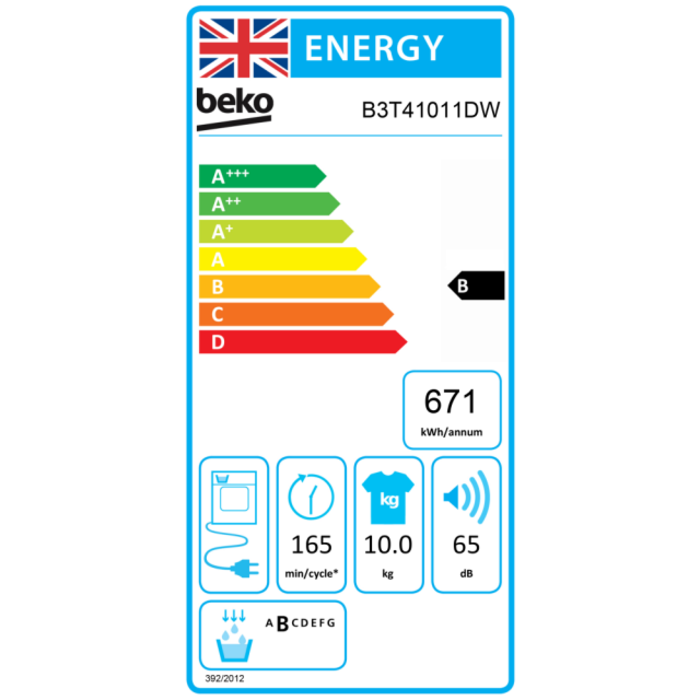 Beko b300 B3T41011DW/M 10kg Sensor Condenser Tumble Dryer