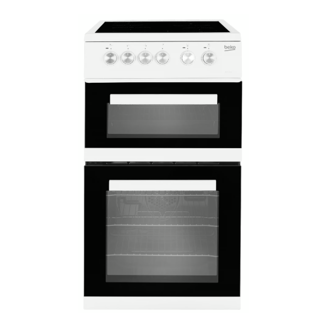 Beko KDVC563AW/M 50cm 4 Zone Ceramic Hob Double Oven Electric Cooker