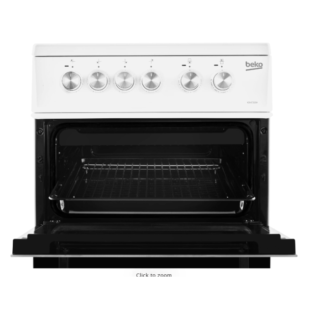 Beko KDVC563AW/M 50cm 4 Zone Ceramic Hob Double Oven Electric Cooker